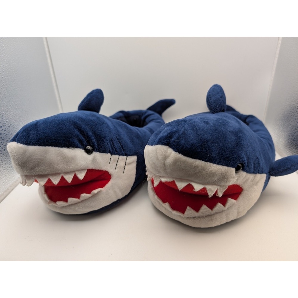 Kids Shark Slippers Blue 3/4 Blue & White Super Soft Place